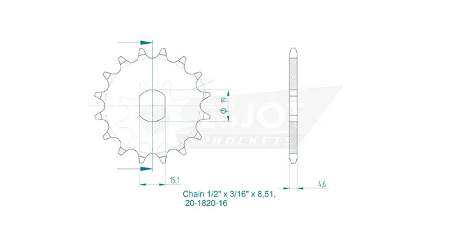 Produktzeichnung Ritzel 20-1820-16